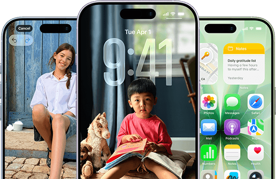 iOS iPhone 17, Rückansicht, Dynamic Island oben mittig, drei Farben: Nebelblau, Lavendel, Salbei