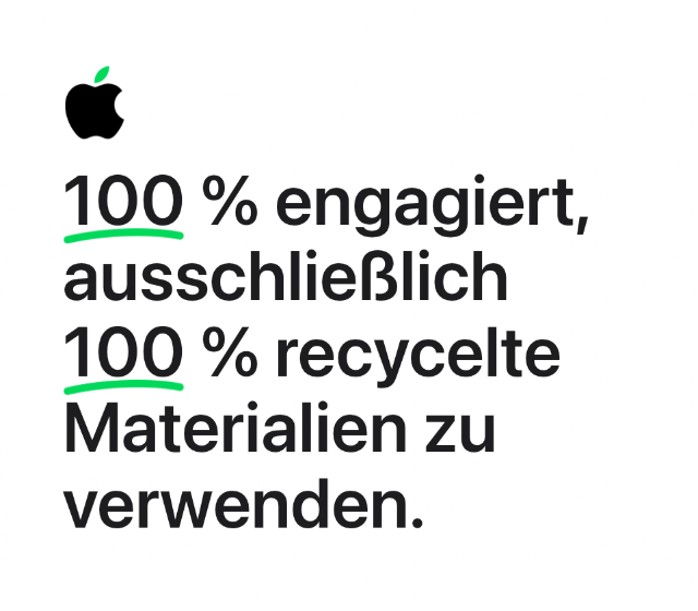 100% engagiert, 100% recycelte Materialien zu verwenden.