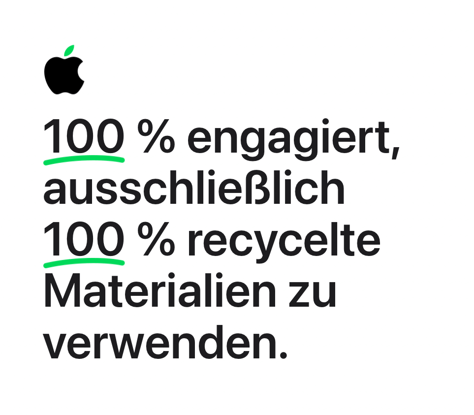 100% engagiert, 100% recycelte Materialien zu verwenden.