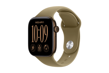 Apple Watch Series 12, 42 mm dunkelbronze mit olive Sportband