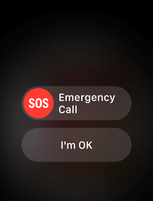 Zwei WatchOS-Pillen Elemente. Das erste hat einen roten SOS Butten und die Beschriftung Emergency Call. Das andere Element hat die Beschriftung "I'm OK"