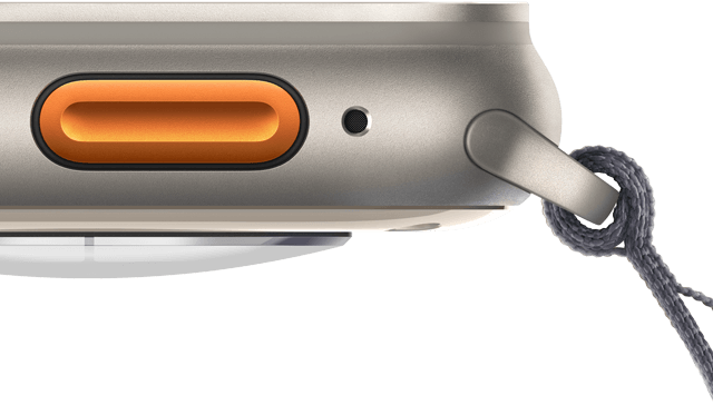 Seitenansicht der Apple Watch Ultra 2 mit Actionbutton