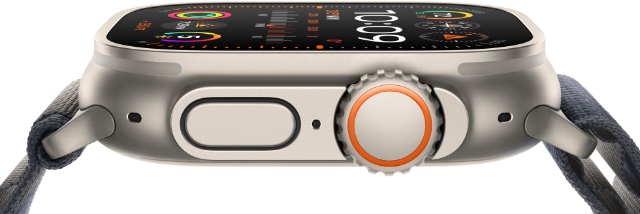 Apple Watch Ultra 2 in der Seitenansicht