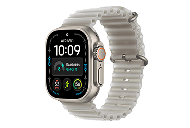 Apple Watch Ultra 4, Natural Titanium mit ocean Band