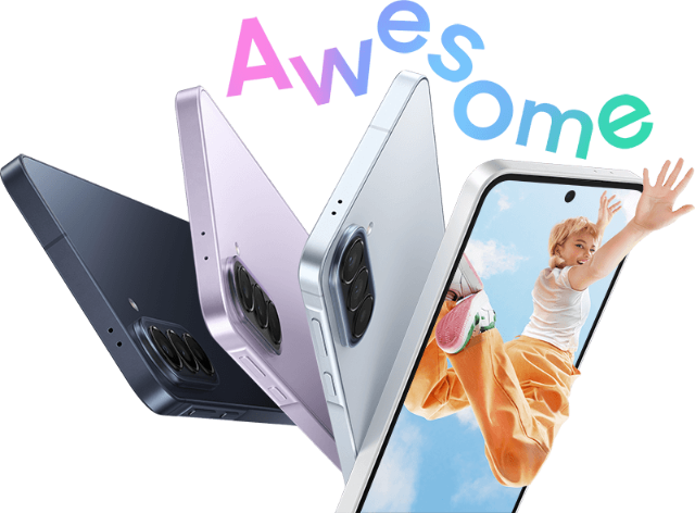 Samsung Galaxy A57 und A37 in verschiedenen Farben mit dem Schriftzug "Awesome"