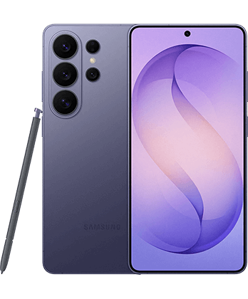Produktabbildung Samsung Galaxy S26 Ultra in cobalt violet - Vorder- und Rückansicht mit Stift