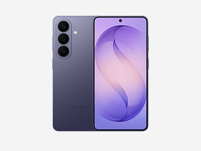 Produktabbildung Samsung Galaxy S26 in cobalt violet - Vorder- und Rückansicht