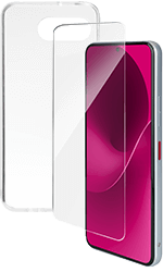 Produktabbildung des Screenprotectors Kits für das T Phone 3, bestehend aus einem Schutzglas und Handyhülle