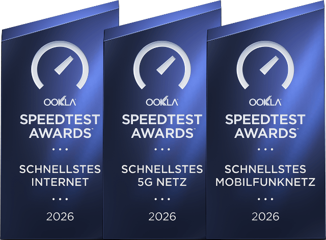 OOKLA Siegel 2026 - Schnellstes Internet, Schnellstes 5G Netz und Schnellstes Mobilfunknetz