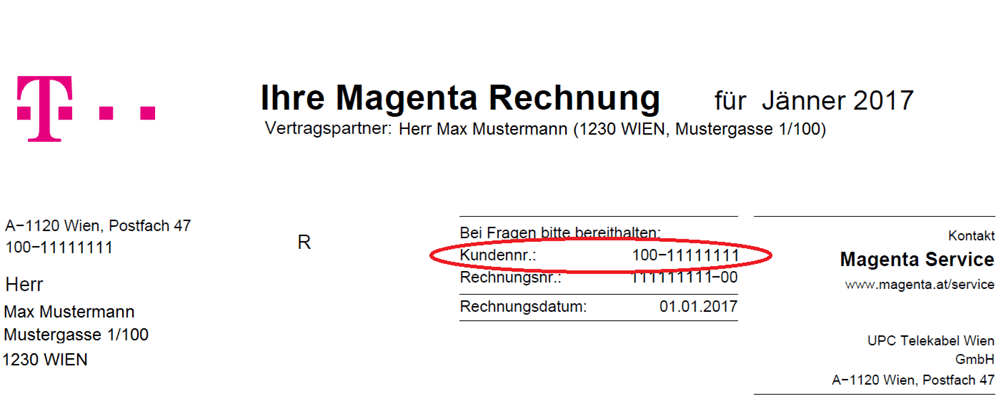 Magenta Musterrechnung